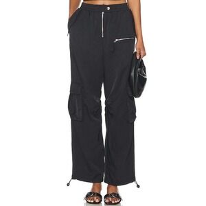 Camila Coelho Nathaly Pant Black Nylon Cargo Joggers Mid Rise Size Small NWT